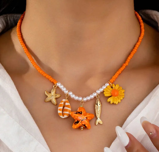 Ocean Bloom Beaded Necklace