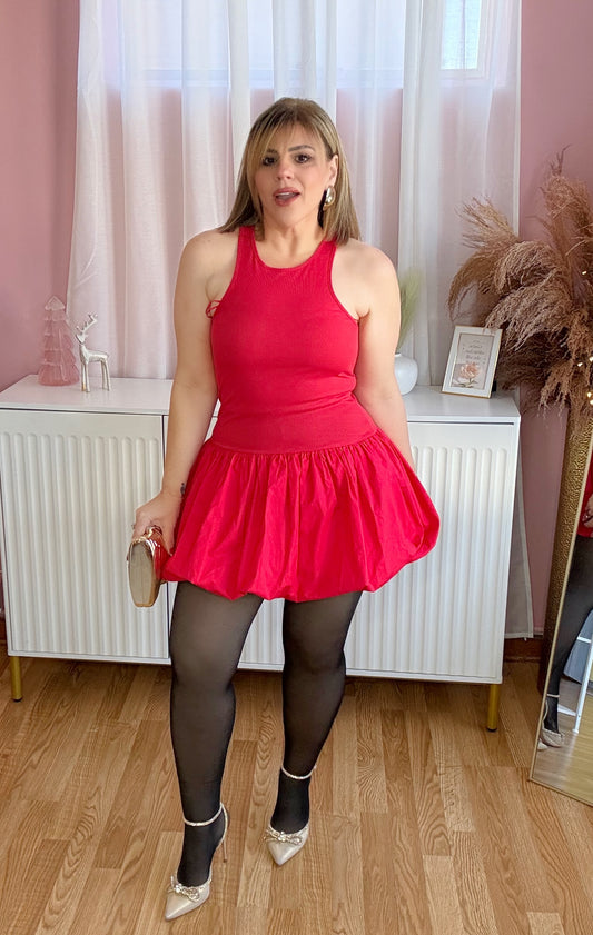 Red Bubble Mini Dress