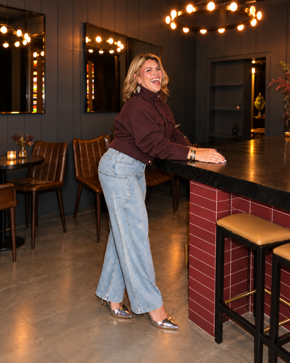 The Celeste Rhinestone Barrel Jeans