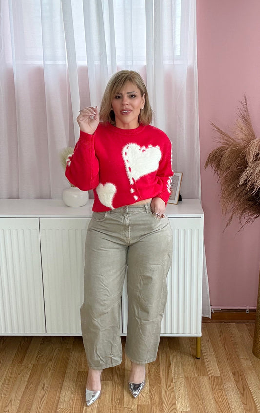 Heart Stitch Knit Sweater