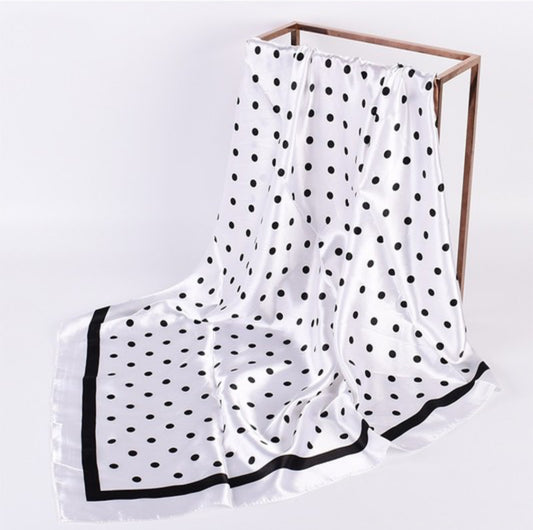 Polka Dot Silk Scarf – Black & White