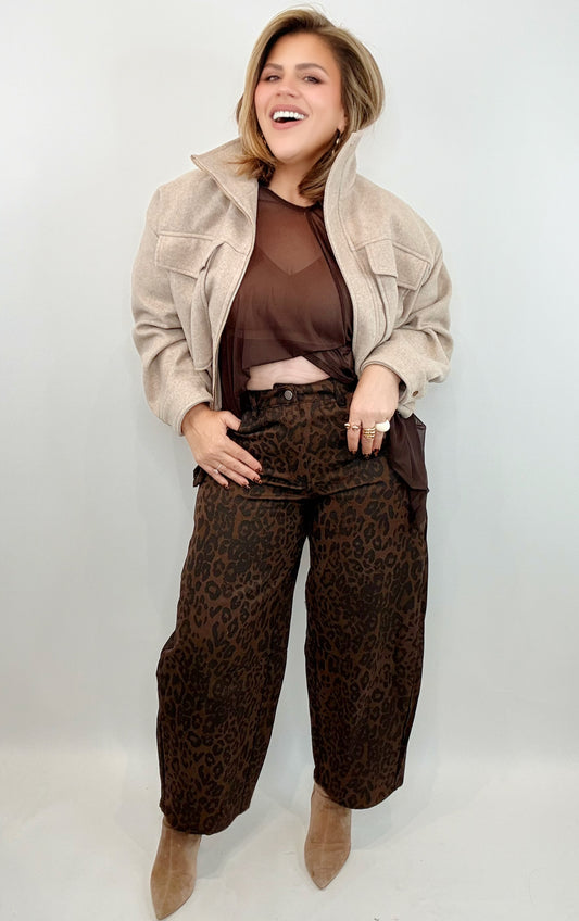 Veda Leopard Barrel Pants