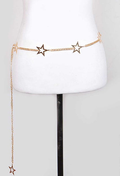 Gold Star Charm Chain Belt