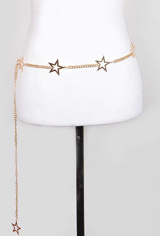 Gold Star Charm Chain Belt