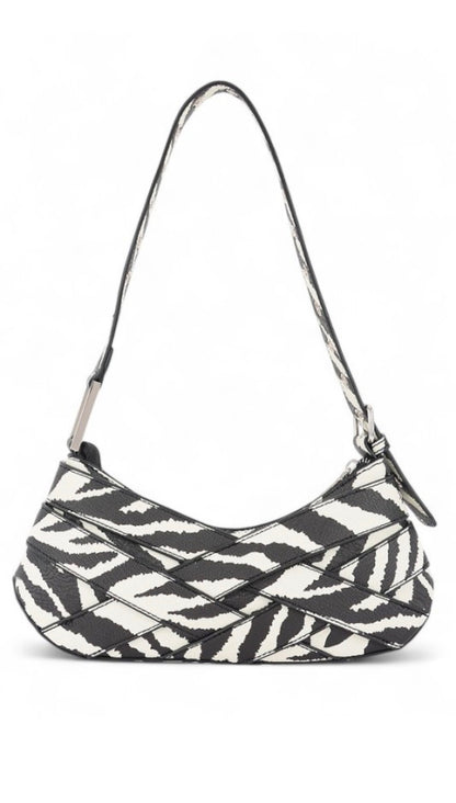 Zebra Animal Print Multi-Buckle Y2K Shoulder Bag
