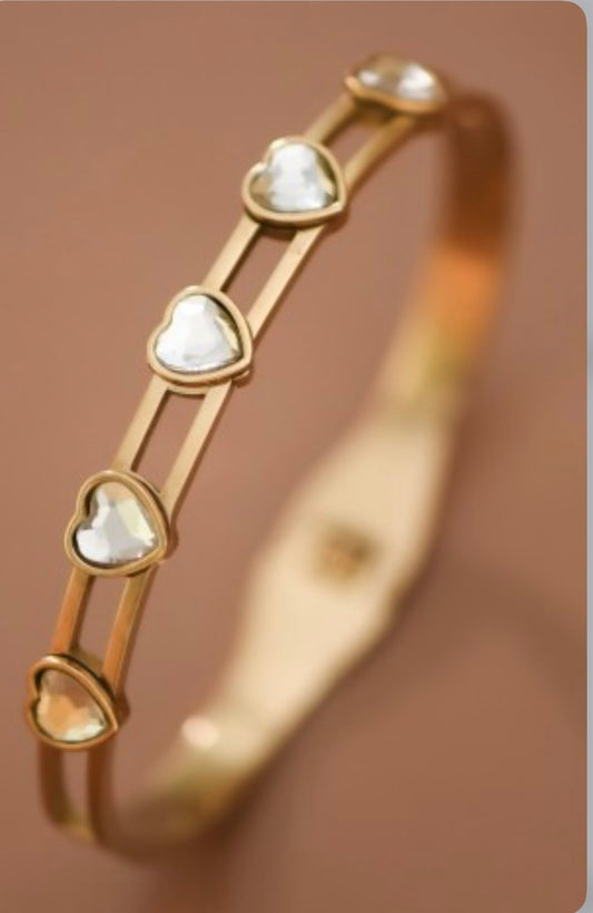 Heart Link Gold Plated Stainless Steel Bracelet