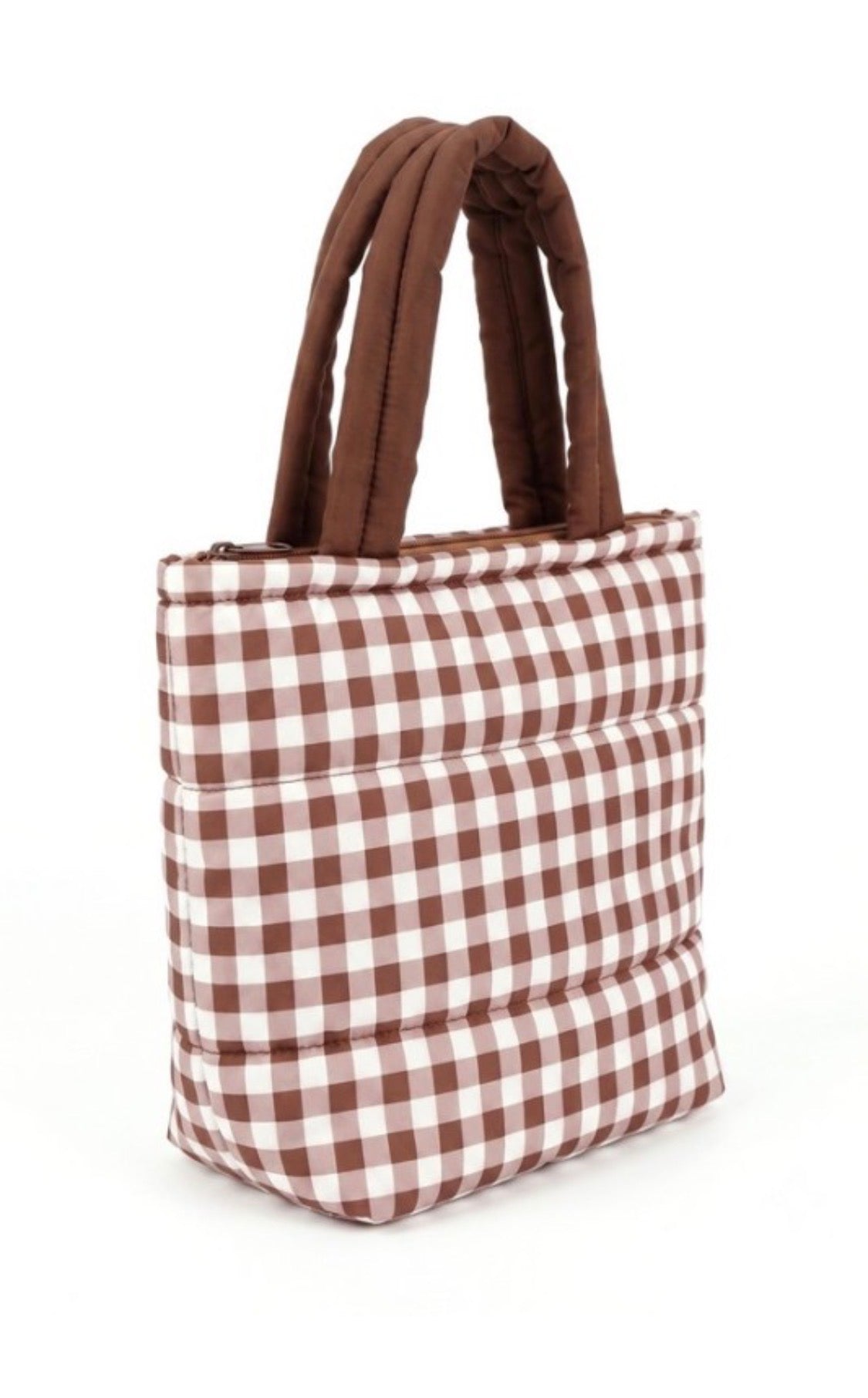 The Cocoa Gingham Puffer Tote