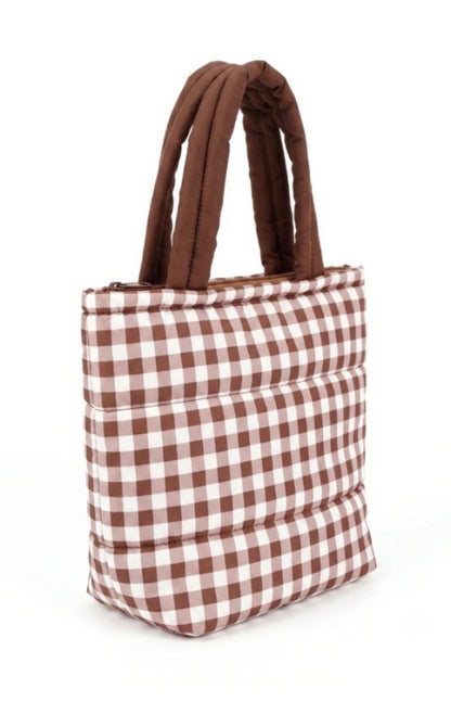 The Cocoa Gingham Puffer Tote