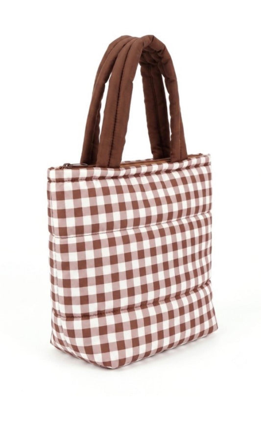 The Cocoa Gingham Puffer Tote