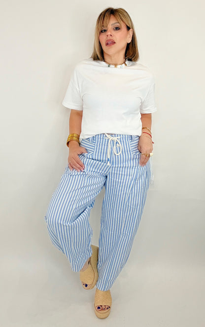 Ela Striped Barrel Denim Pants