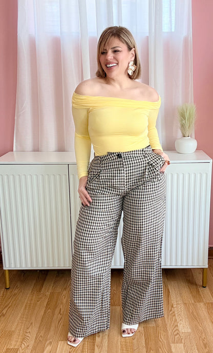 Elise Gingham High-Waisted Trousers