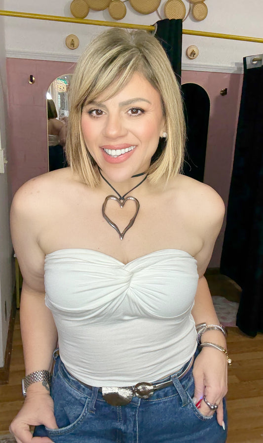 Yahaira Twist Knot Tube Top In White