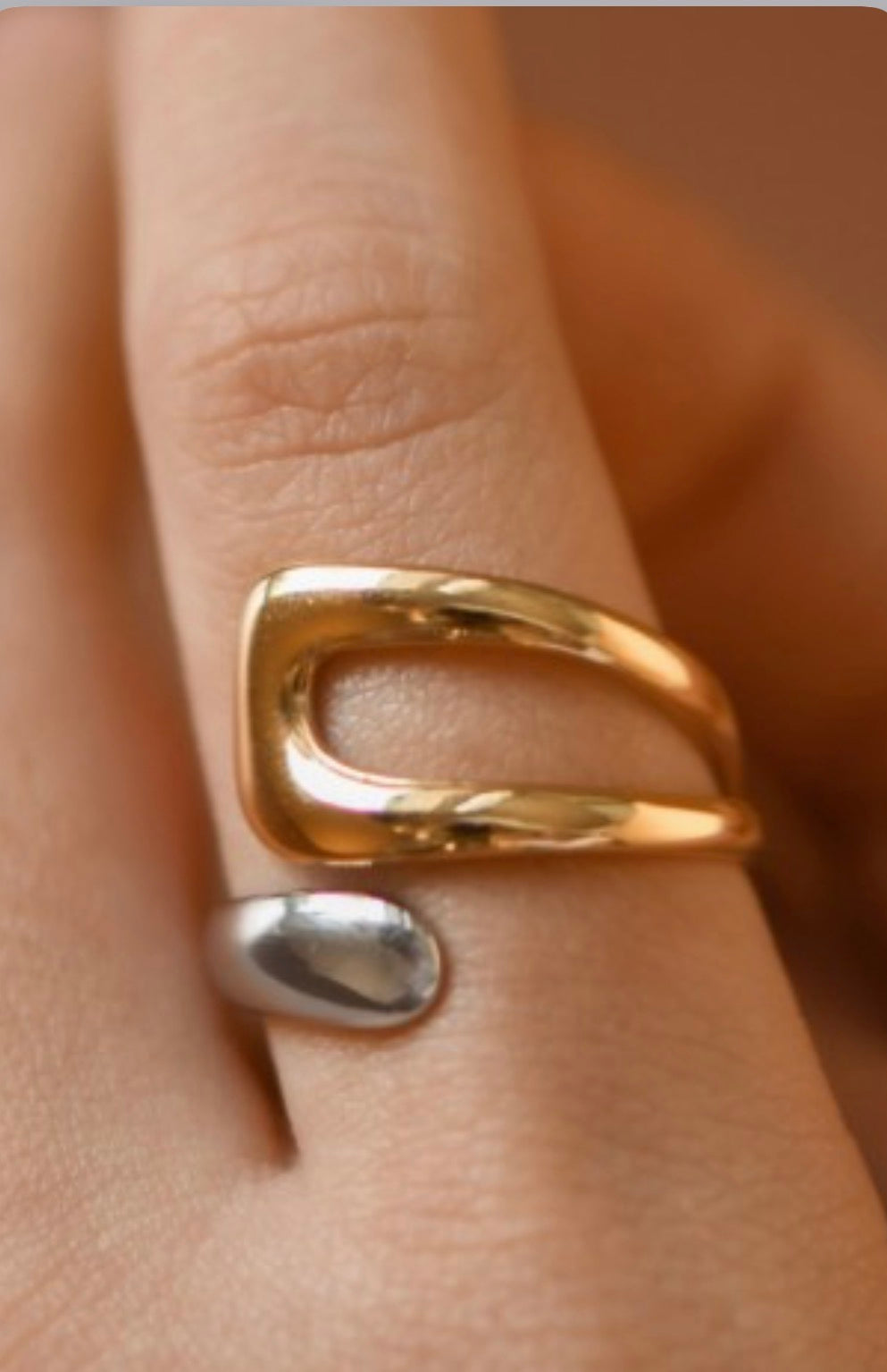Two-Tone Open Gold Plated Stainless Steel Ring