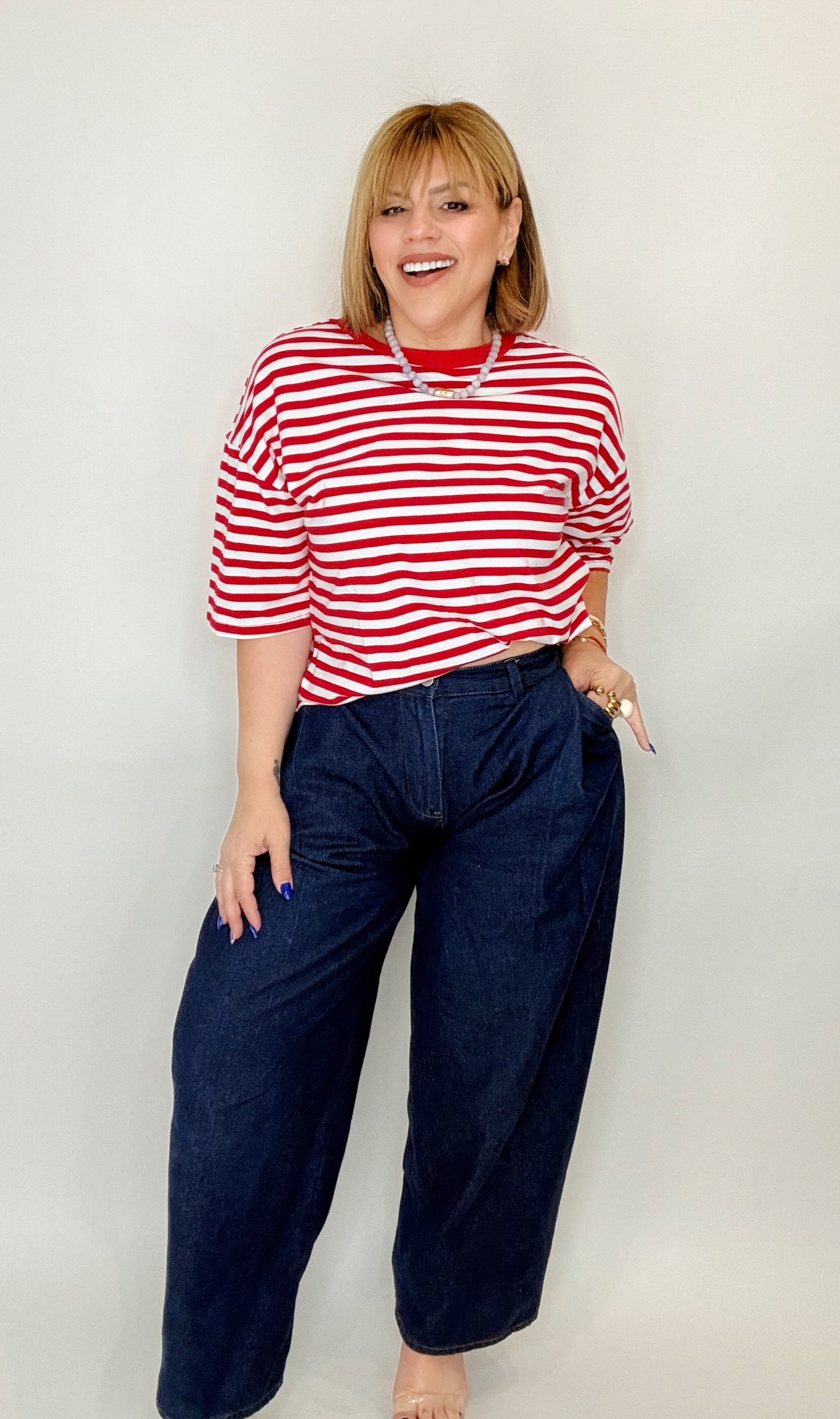 Tie Back Stripe Tee