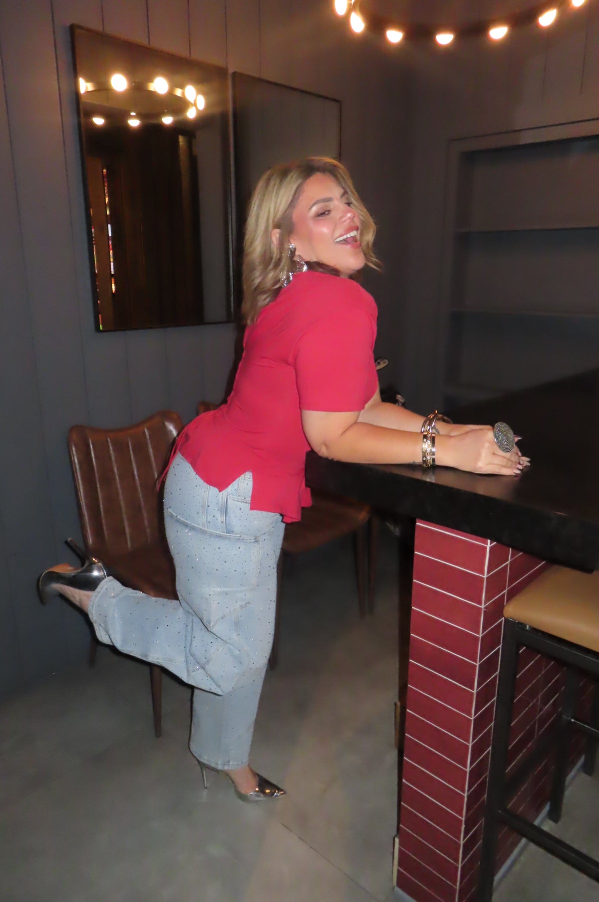The Celeste Rhinestone Barrel Jeans