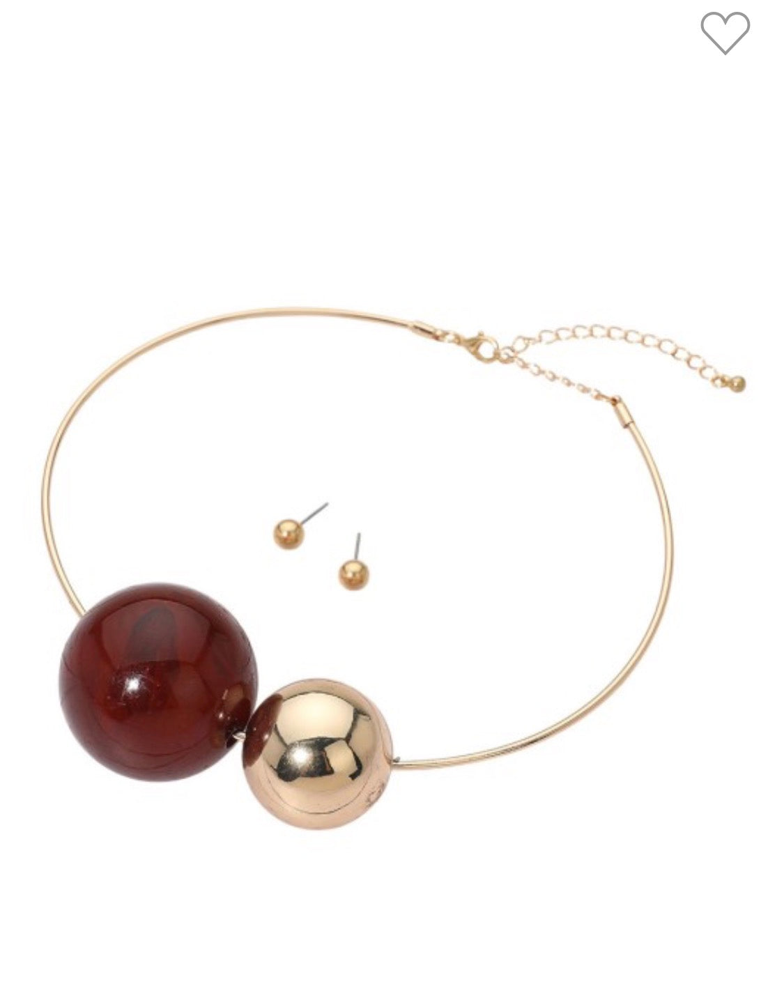 Gold Choker Necklace with Burgundy & Gold Spheres