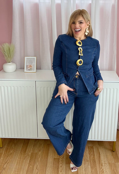 Aurelia Gold Button Denim Power Set