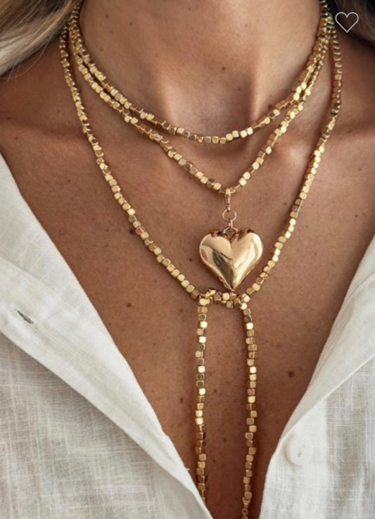 Amour Luxe Layered Heart Necklace – Gold Edition