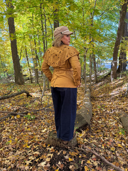 Eyelid Detail Khaki Cape Trench Coat