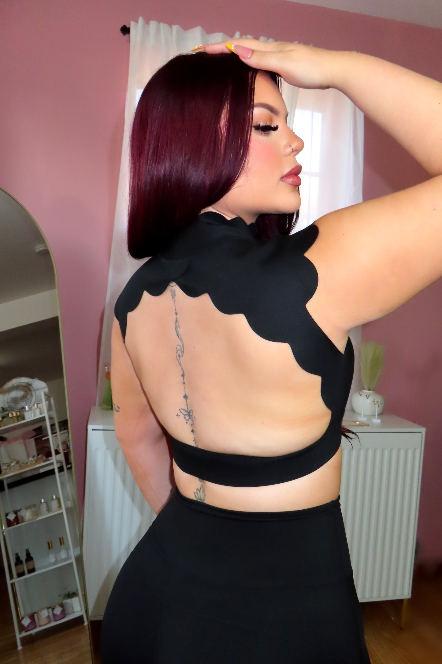 ✨ Black Scallop Neck Activewear Set