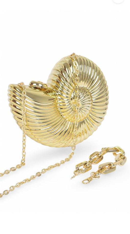 Golden Seashell Clutch