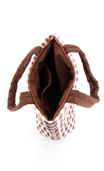 The Cocoa Gingham Puffer Tote
