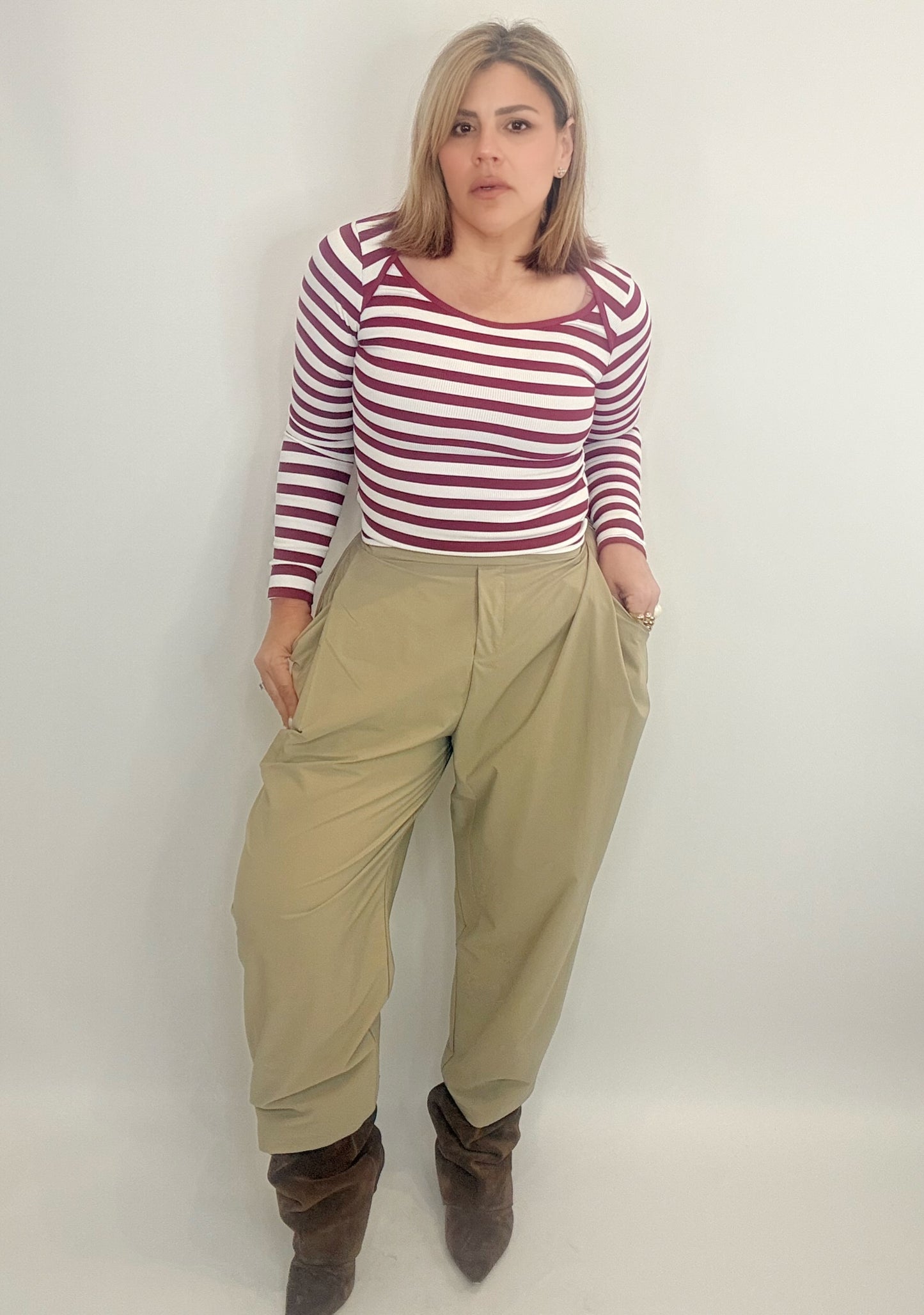 Lennon Burgundy Striped Top