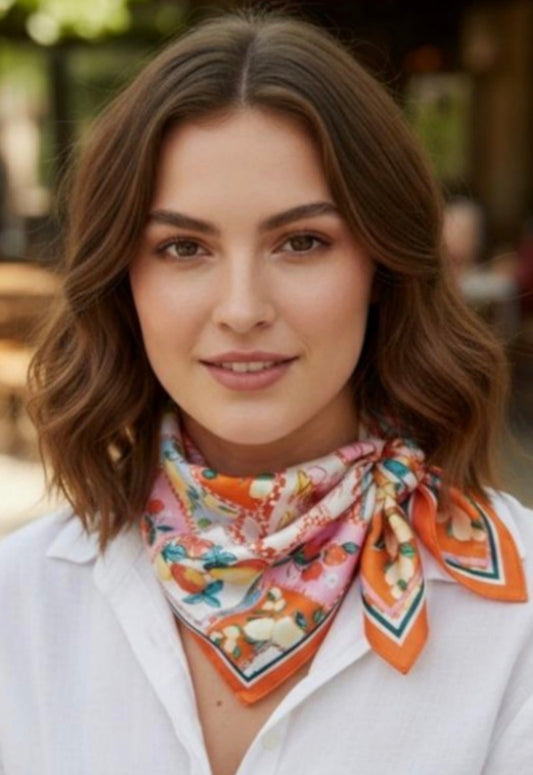 Citrus Garden Satin Scarf