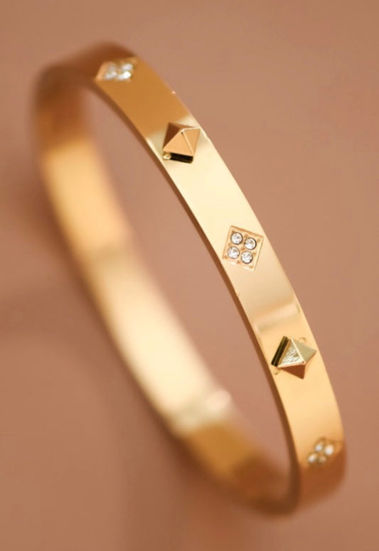 18K Gold Plated Inner Oval Hinge Bangle – Waterproof Non-Tarnish Stainless Steel Bracelet