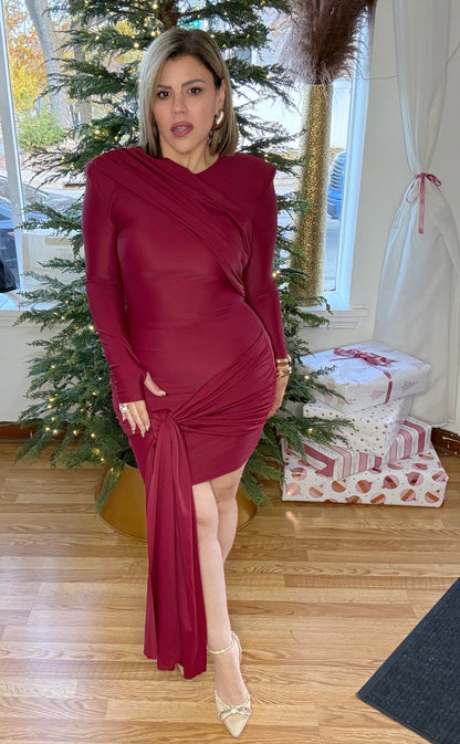 The Amara Drape Front Knot Dress