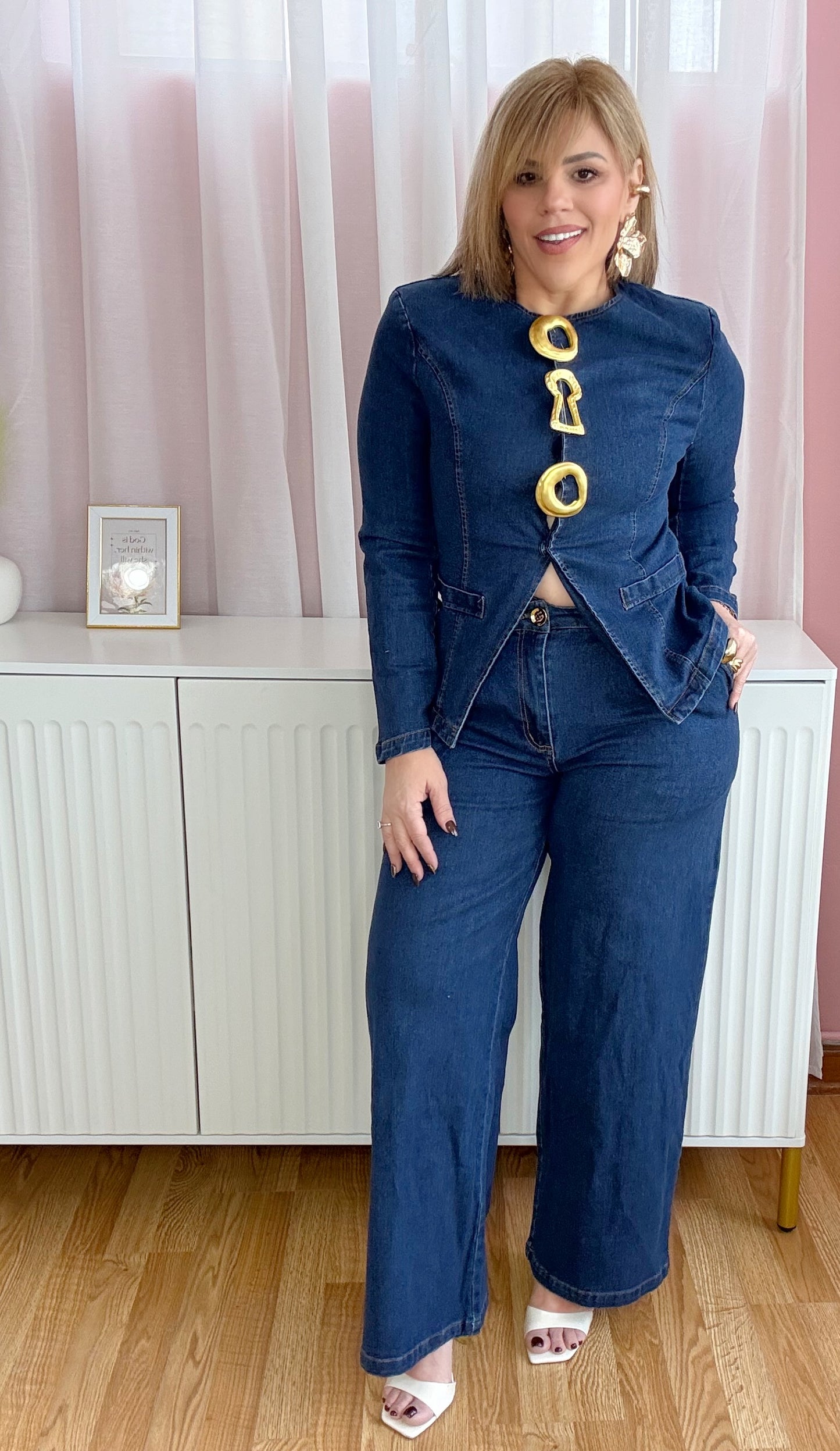 Aurelia Gold Button Denim Power Set