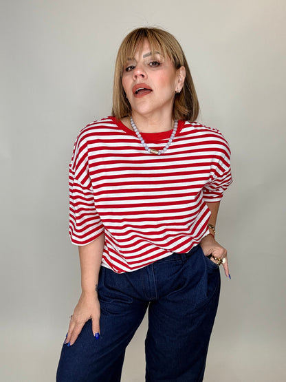 Tie Back Stripe Tee