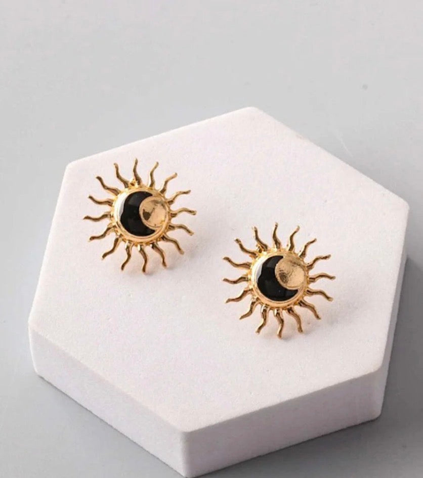 Sunburst Stainless Steel Stud Earrings