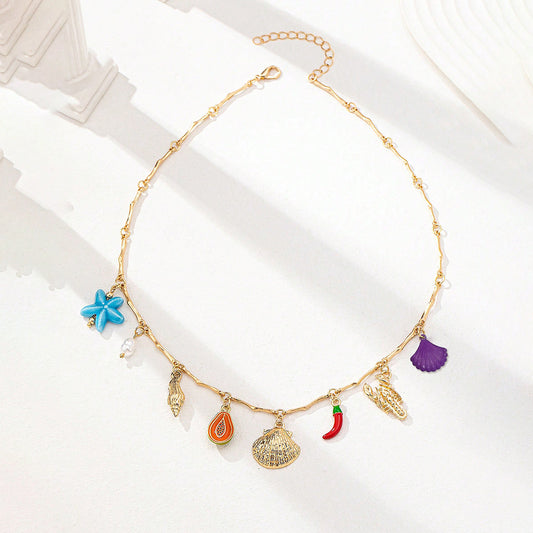 Golden Sea Treasures Charm Necklace