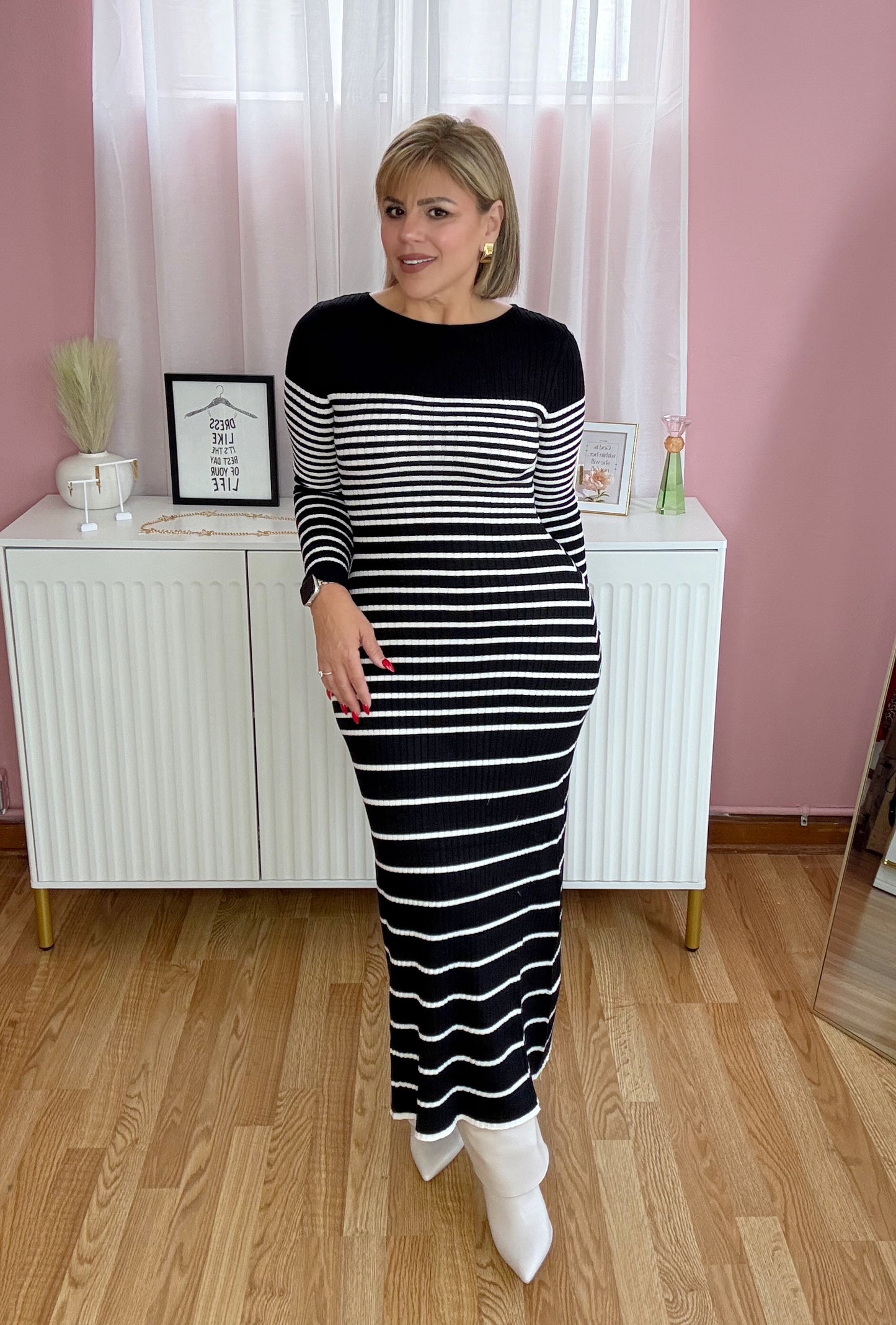 Marsela Striped Long Sleeve Maxi Dress