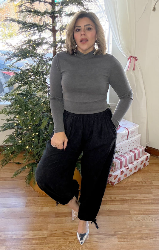 Suede Balloon Pants – Black