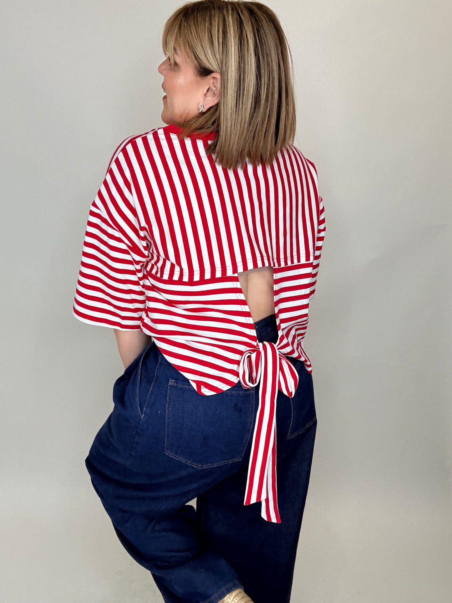 Tie Back Stripe Tee