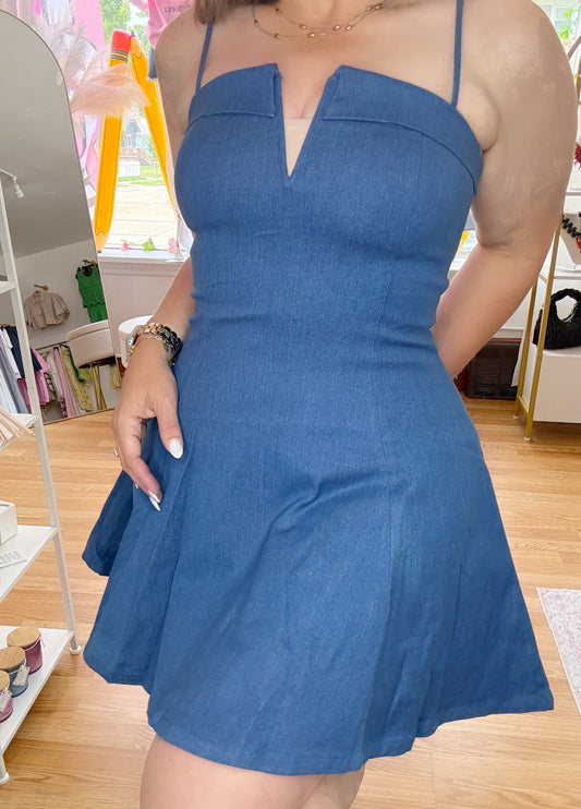 Midnight Muse Notch Neck Mini Dress