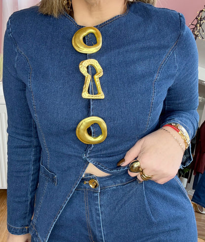 Aurelia Gold Button Denim Power Set