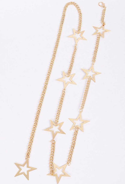 Gold Star Charm Chain Belt