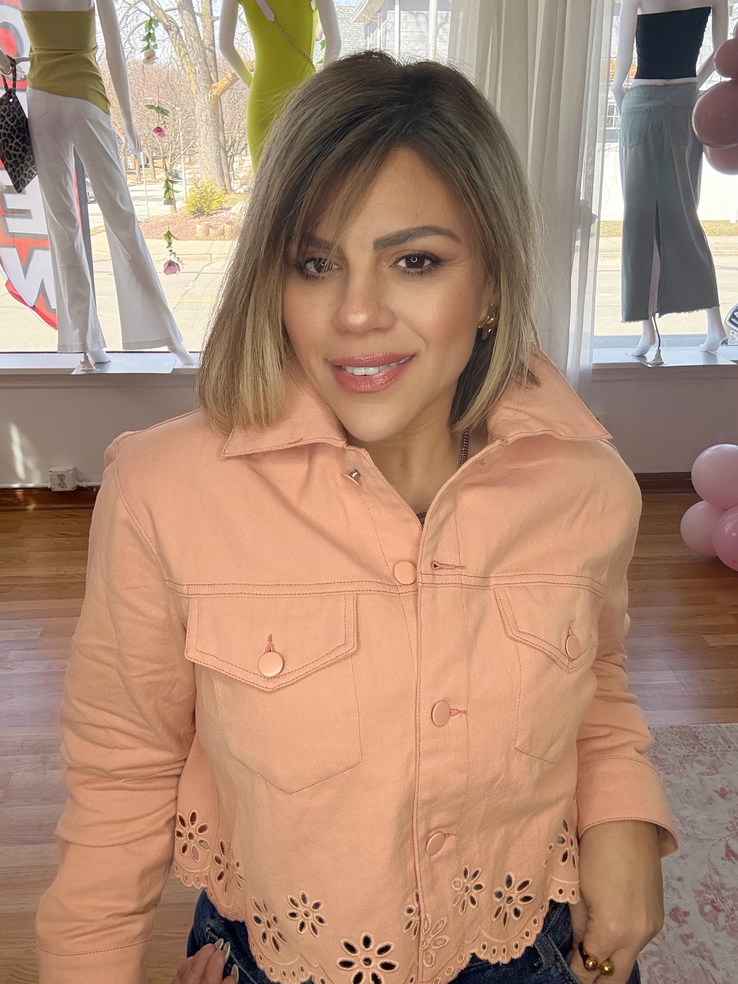 Denim Eyelet Jacket