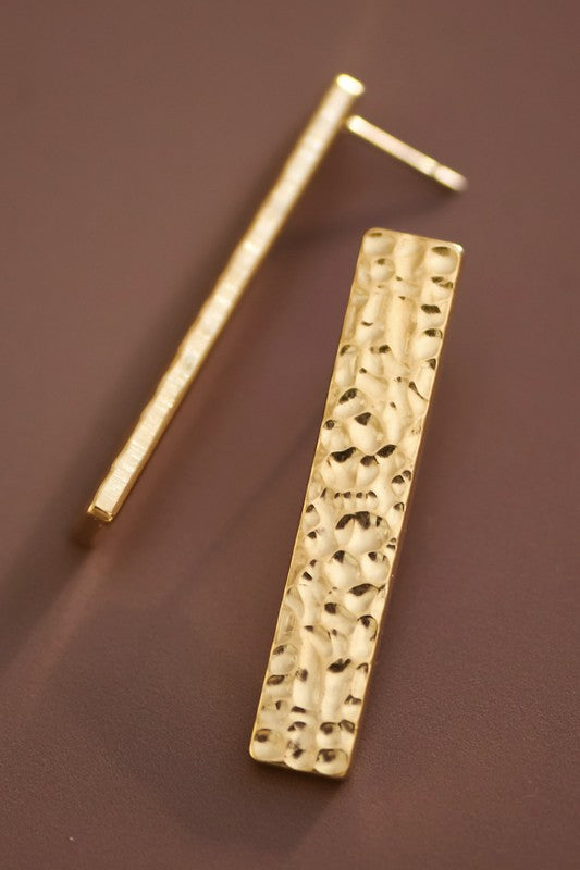 18K Waterproof Stainless Steel Long Bar Earrings