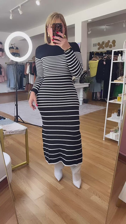 Marsela Striped Long Sleeve Maxi Dress